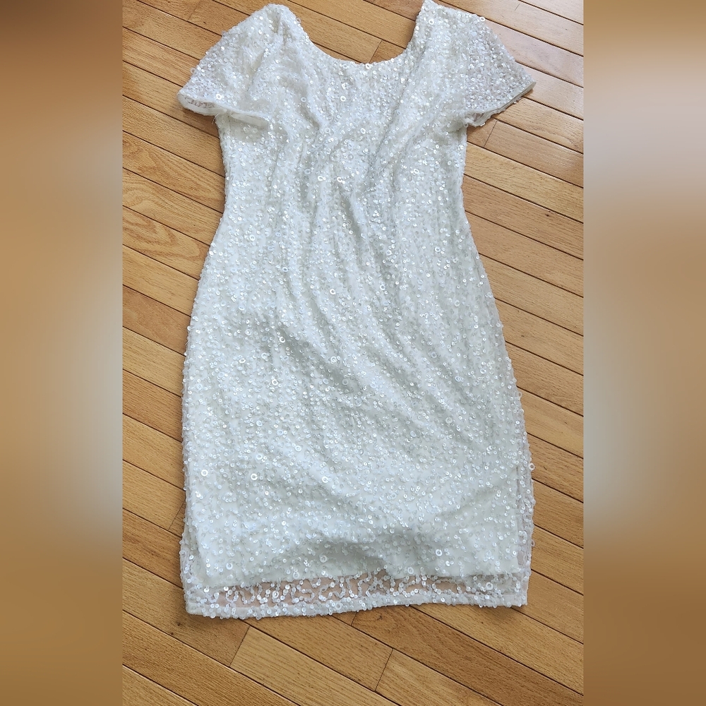 Adrianna papell white sequin dress